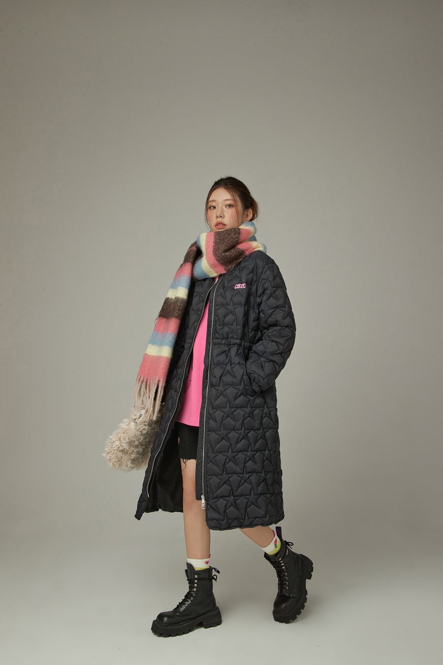 CHUU Star Quilted Padded Long Coat