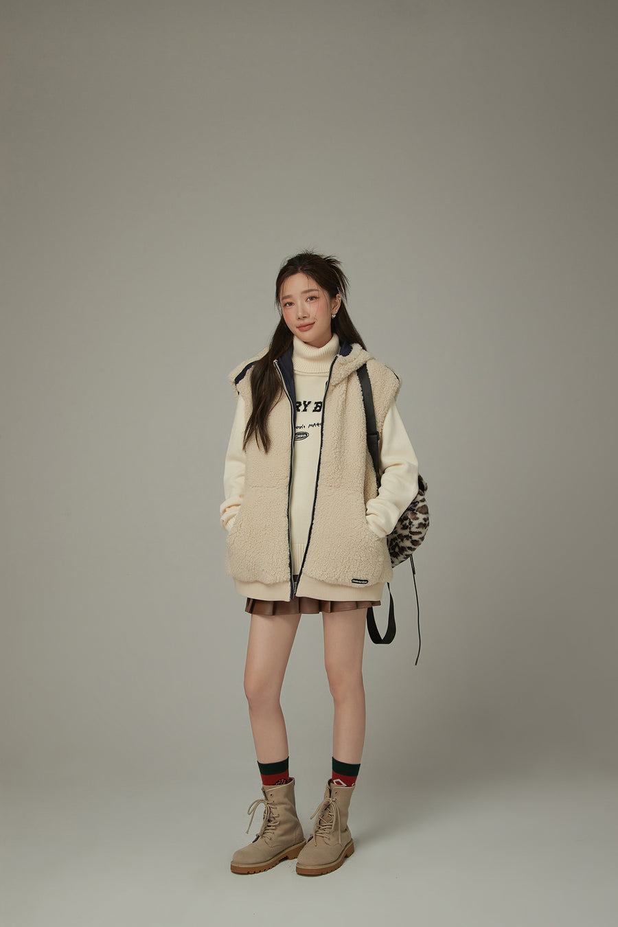 CHUU Fleece Vest Hooded Jacket