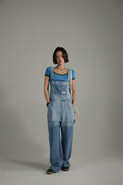 Washed Denim Suspender Jumpsuit