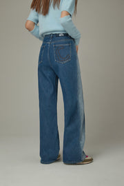 Color Matching Brushed Denim Jeans