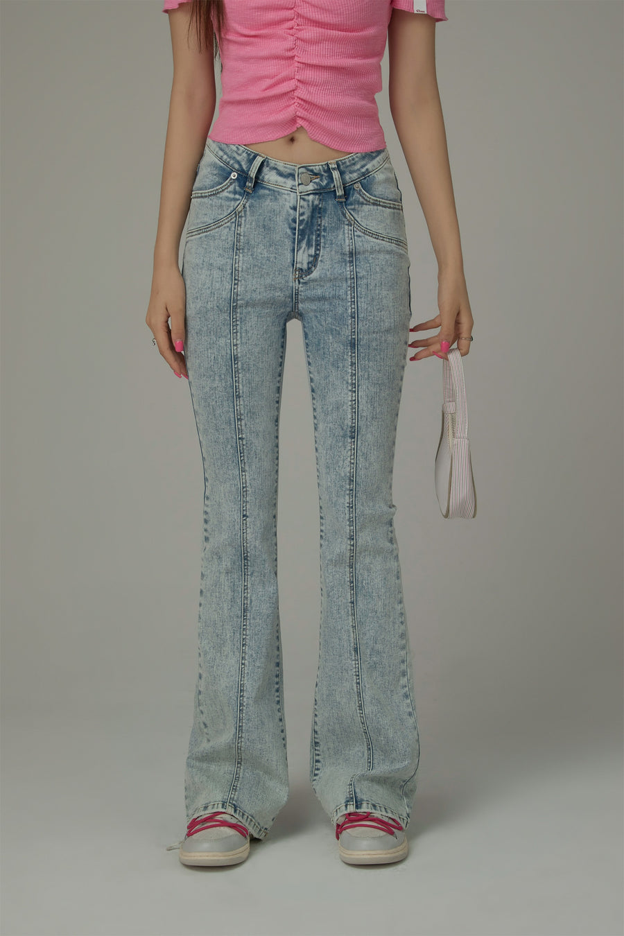 CHUU High Waisted Washed Bootcut Jeans