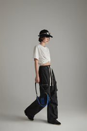 Casual Drawstring Wide Cargo Pants