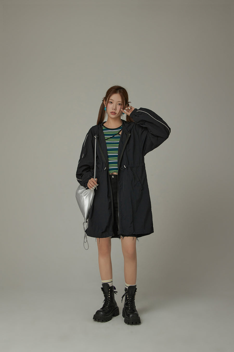 CHUU Basic Cinched String Hooded Jacket