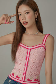 Dotted Hearts Color Lined Sleeveless Top