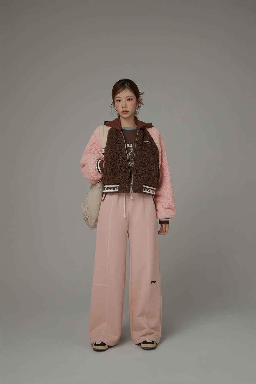 CHUU Raglan Color Combination Fluffy Jacket