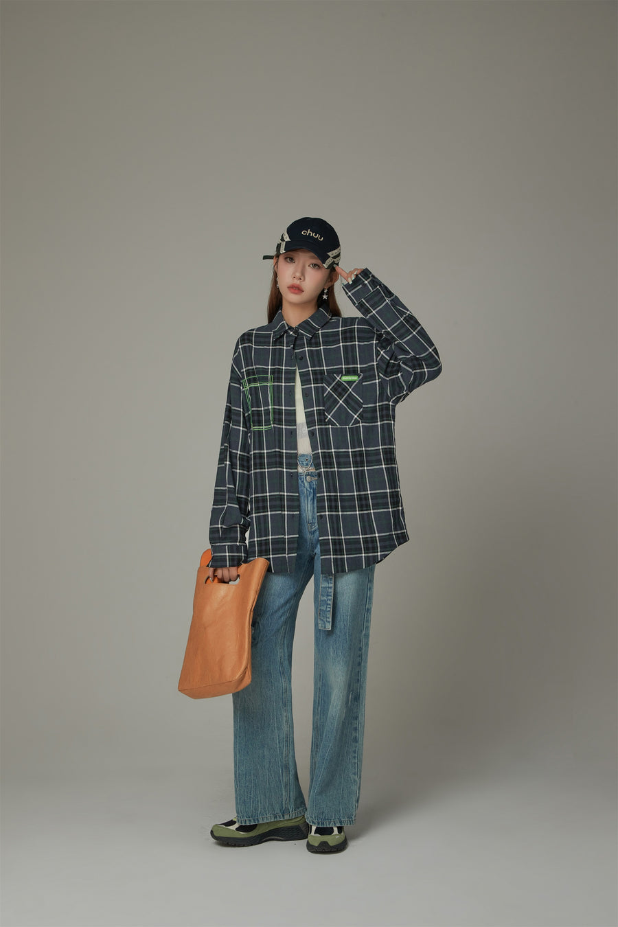 CHUU Checked Loose Fit Long Sleeve Shirt