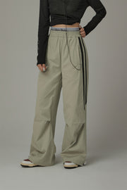 Logo Banding Wide Casual Pants