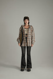 Checked Hooded String Shirt