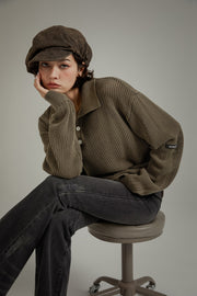 Polo Neck Loose Knit Sweater