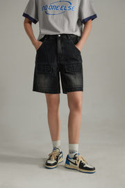 Black Denim Baggy Bermuda Shorts