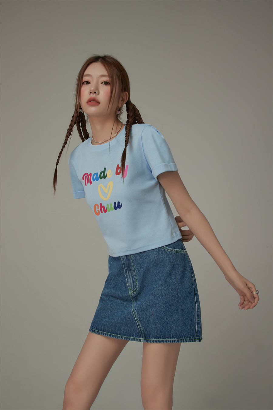 CHUU Made By Chuu Colorful Printed Cropped T-Shirt