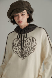 Heart Lettering Knit Sweatshirt