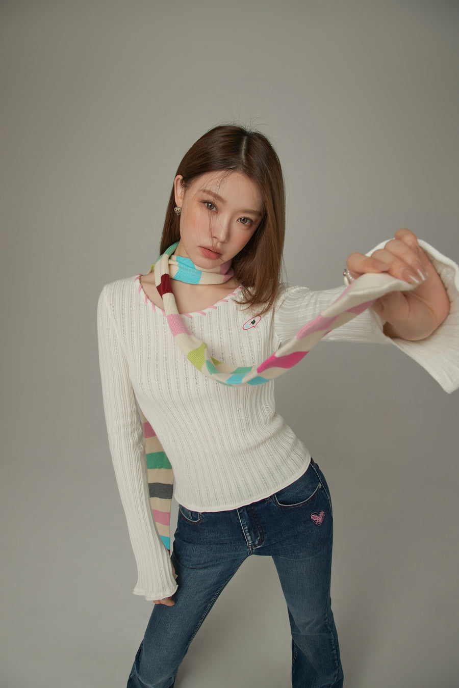 CHUU Color Ribbed Knit Top