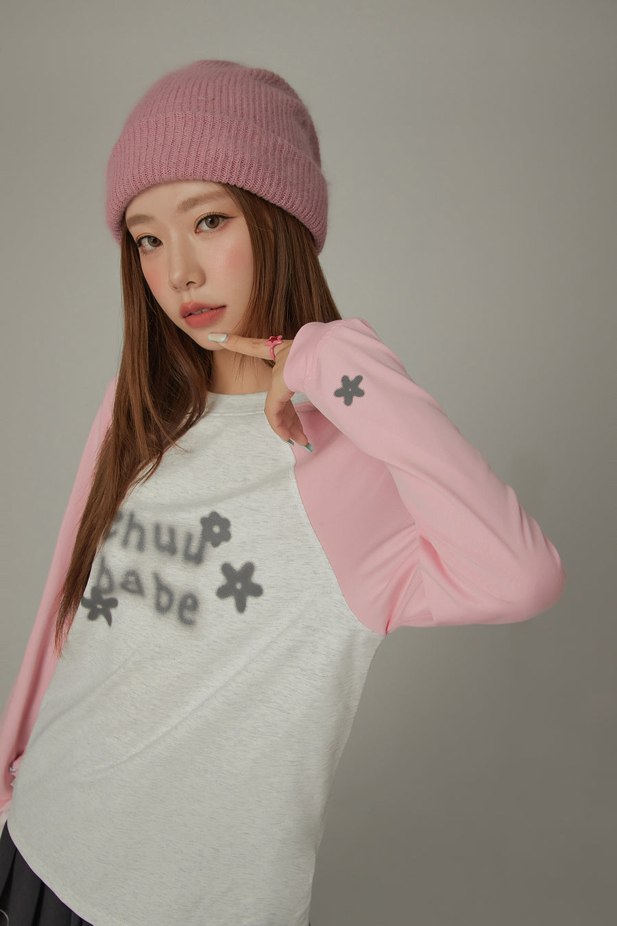 CHUU Logo Flowers Raglan Color T-Shirt