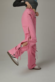 Size Ribbon Color Wide Pants