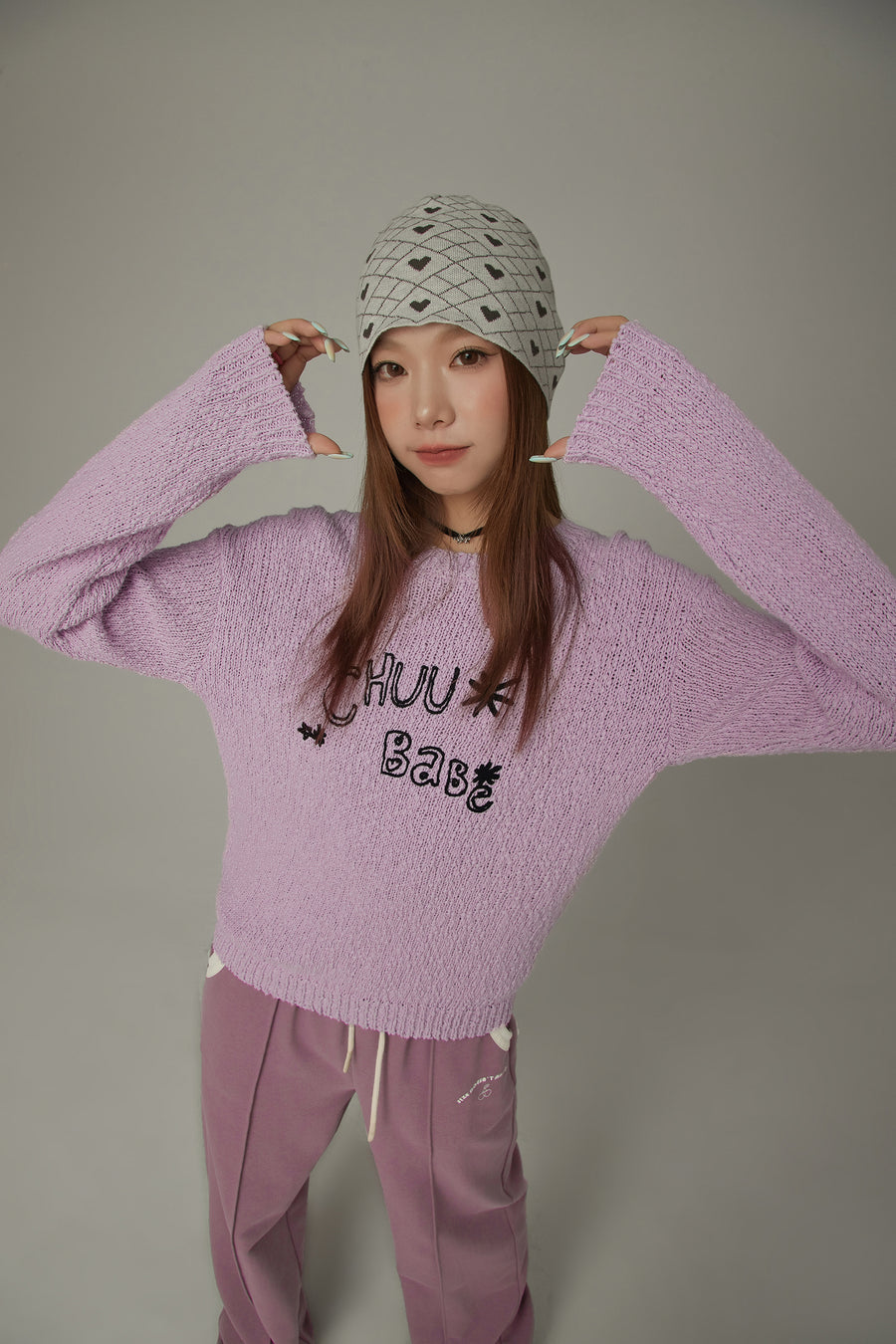 CHUU Argyle Heart Beanie