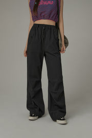 Casual High Waist Drawstring Wide Pants