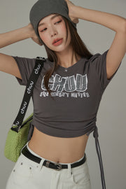 Size Doesnt Matter Side String Cropped T-Shirt