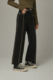 High Waist Printed Outlined Straight Pants