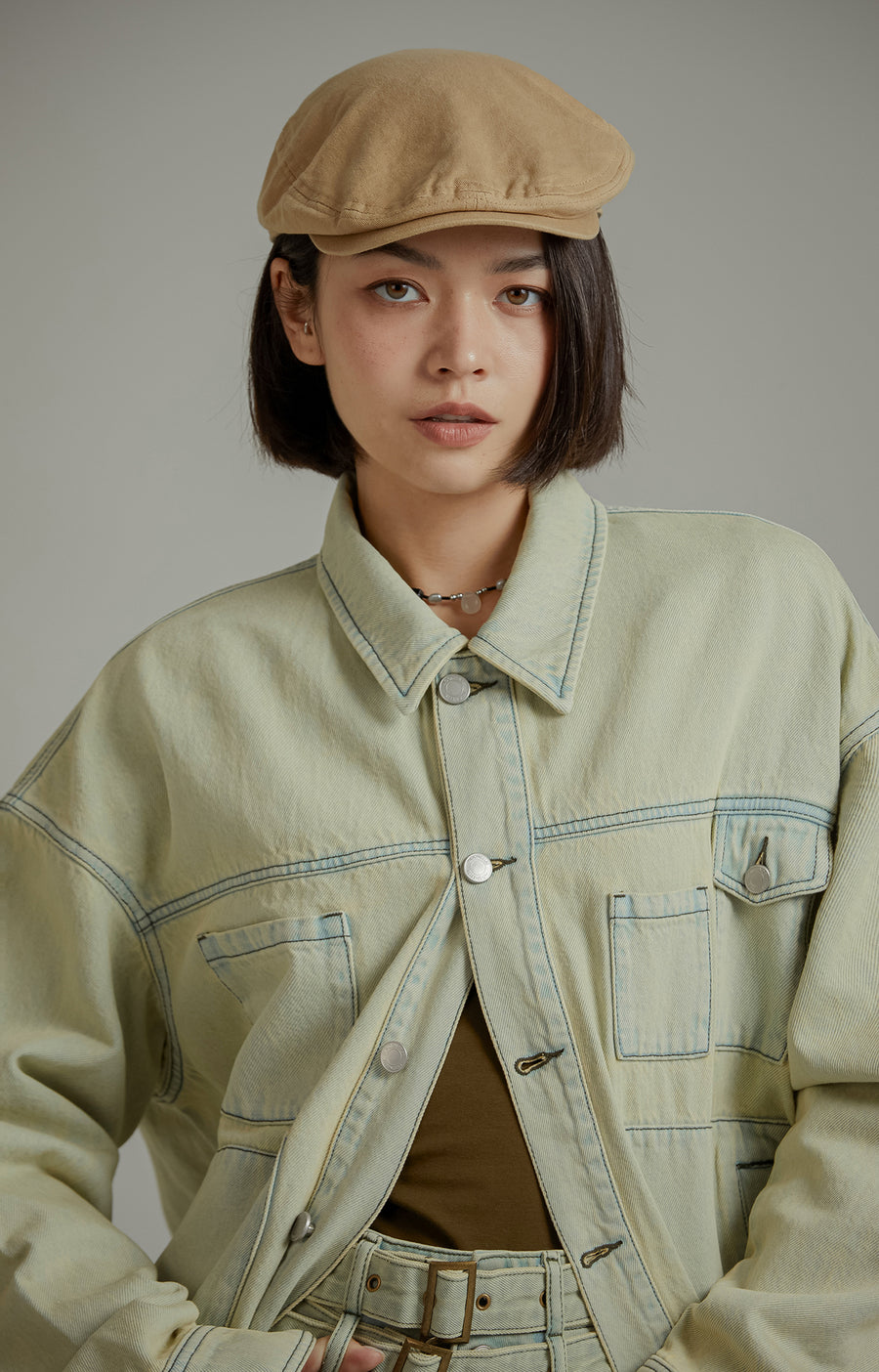 CHUU Color Lined Pocket Denim Jacket