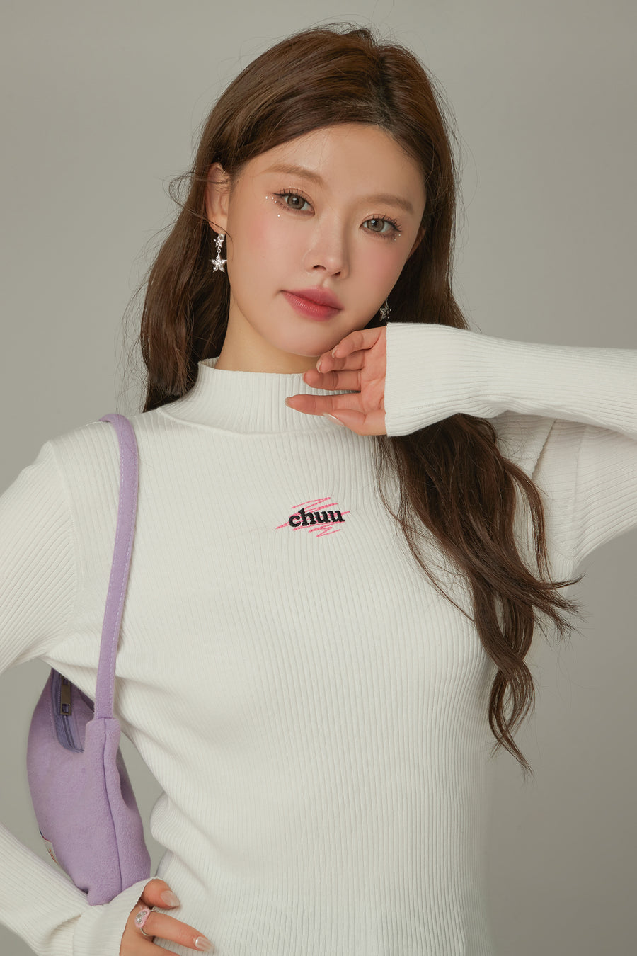 CHUU Logo Basic Ribbed Knit Top