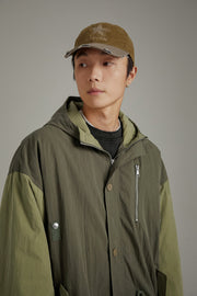 Color Combination Hooded Jacket