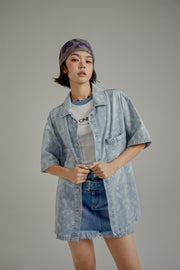 Logo Paisley Loose Fit Denim Shirt