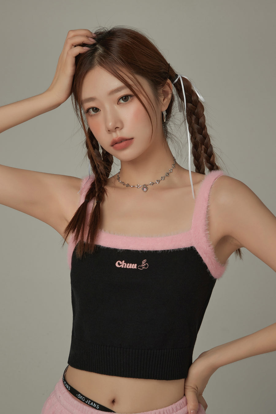 CHUU Line Color Scheme Sleeveless Crop Top