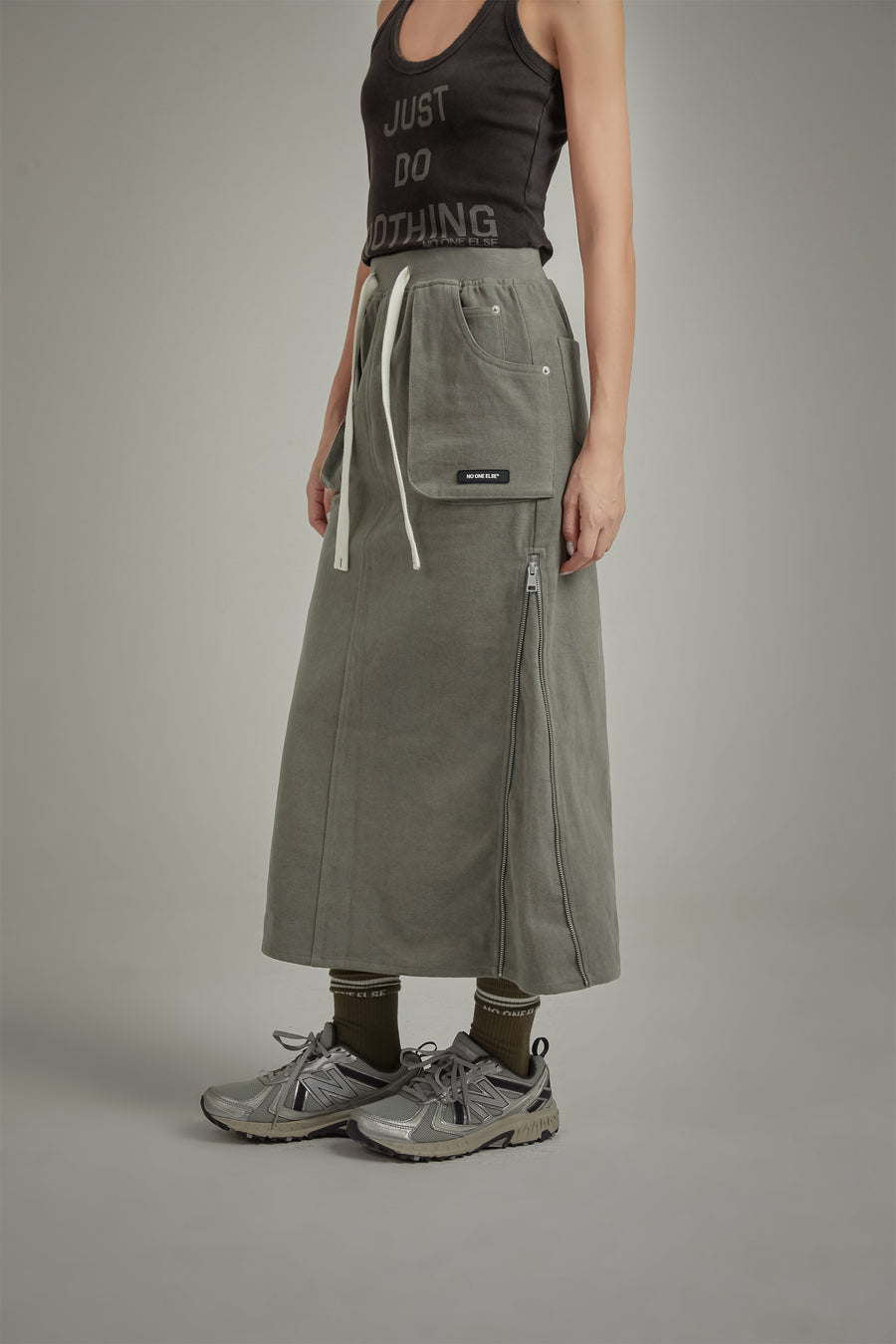 CHUU Pocket Casual Long String Skirt