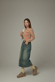 Vintage Slit Denim Skirt