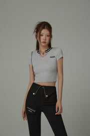 Open Collar Slim T-Shirt