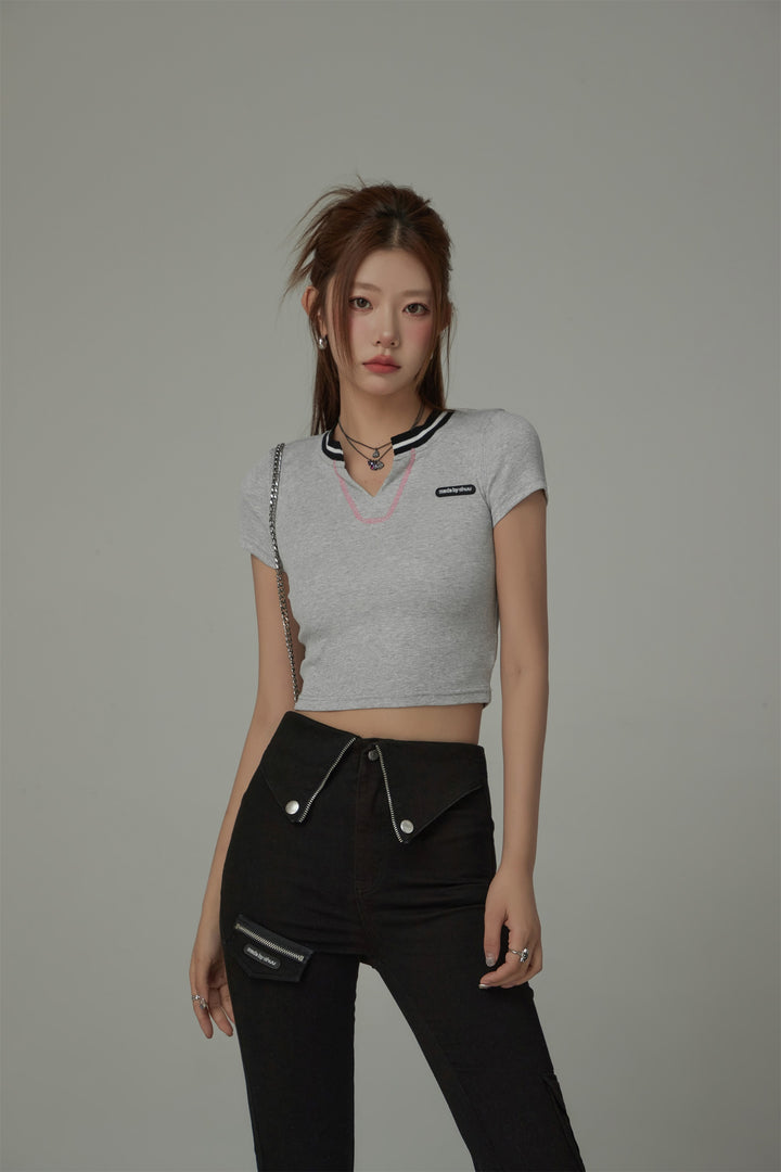 Open Collar Slim T-Shirt