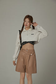 Pintuck Leather Shorts