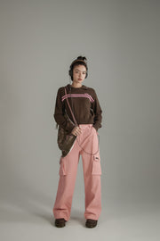 Color Pocket Wide Casual Pants