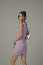 Fall In Love With Chuu Color Lined Sleeveless Mini T-Shirt Dress