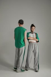 Color Line String Wide Leg Training Pants