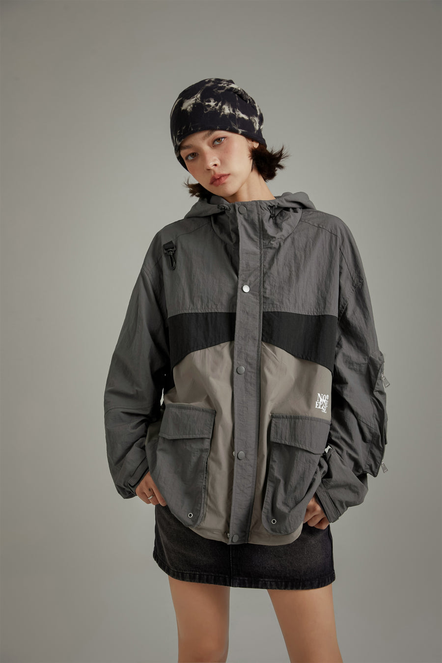 CHUU Pocket Color Simple Hooded Jacket