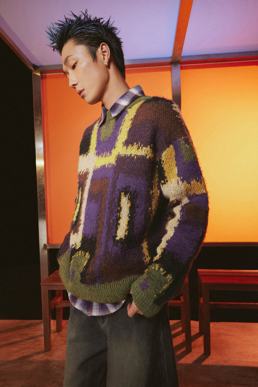 CHUU Multi Color Loose Fit Knit Sweater