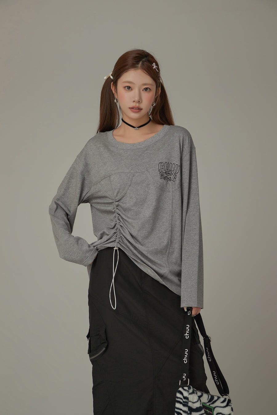 CHUU Drawstring Loosefit Long Sleeve T-Shirt