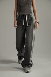 Elastic Waist Casual String Denim Jeans