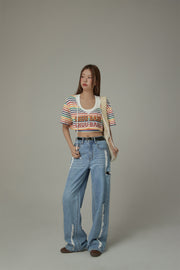 Cotton Denim Straight Pants