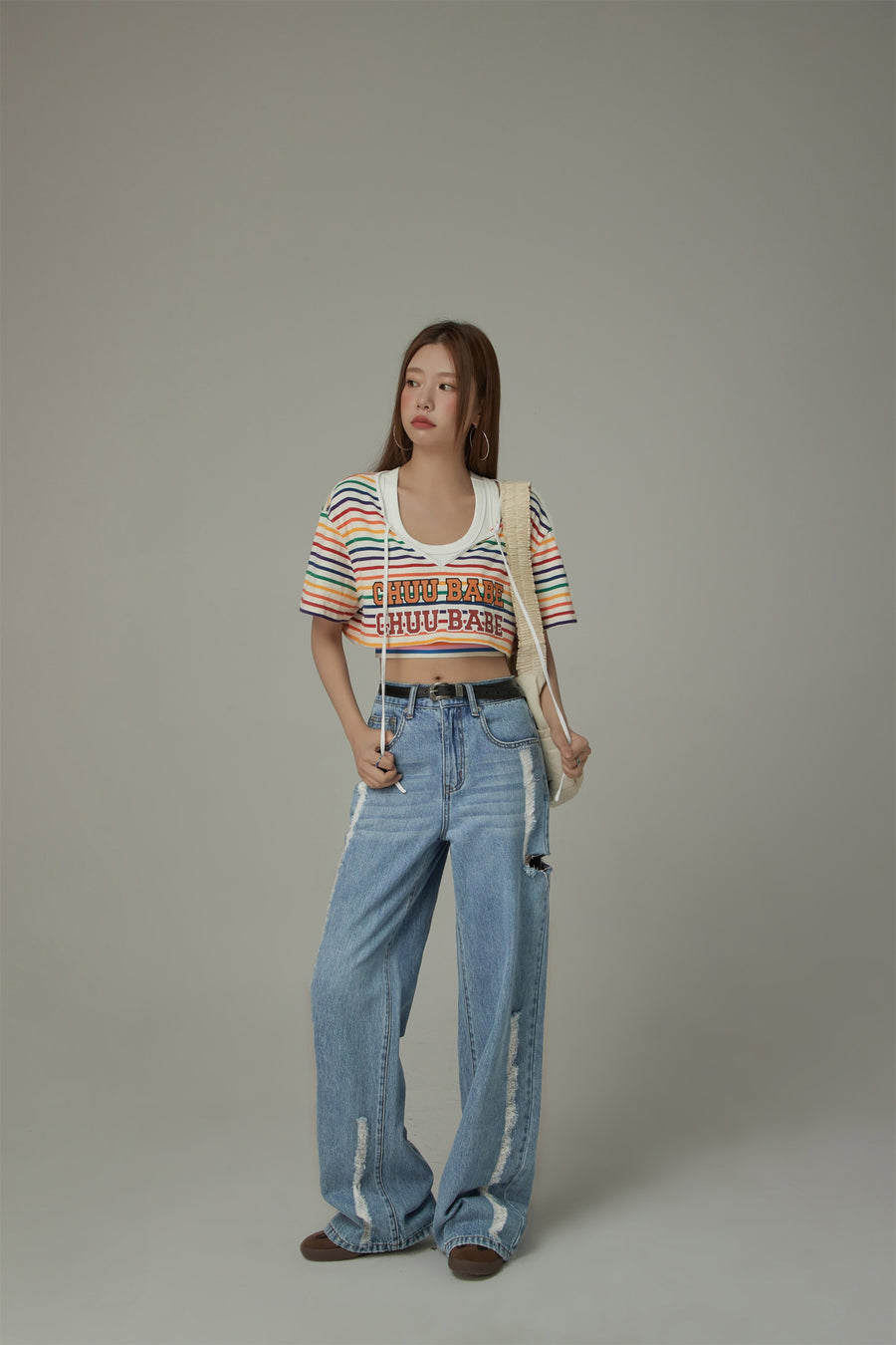 CHUU Cotton Denim Straight Pants