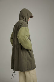 Color Combination Hooded Jacket