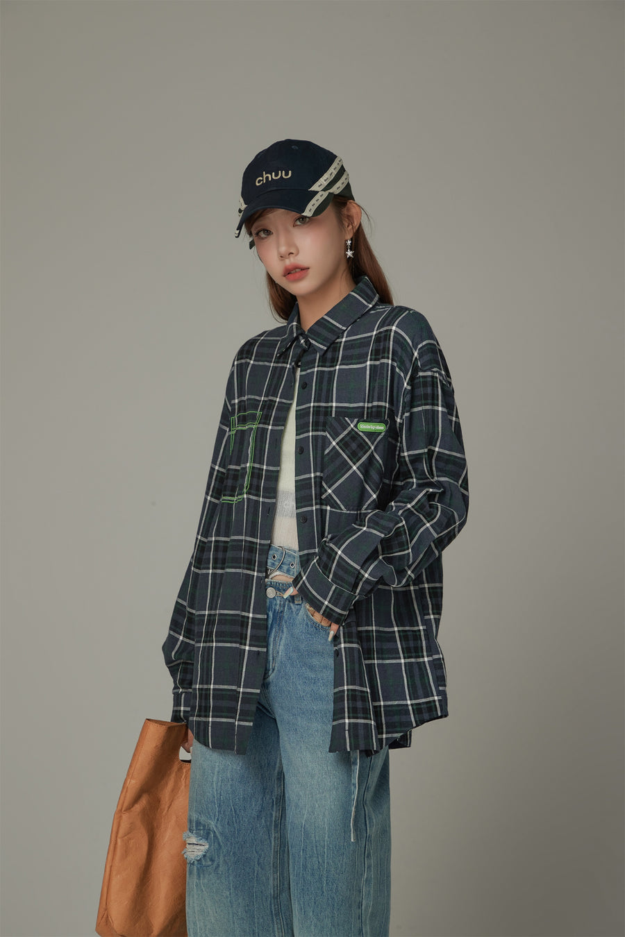 CHUU Checked Loose Fit Long Sleeve Shirt