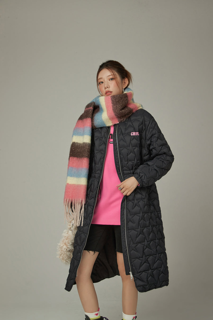 CHUU Star Quilted Padded Long Coat