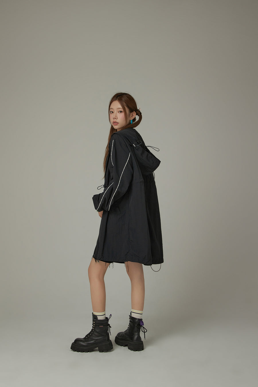 CHUU Basic Cinched String Hooded Jacket