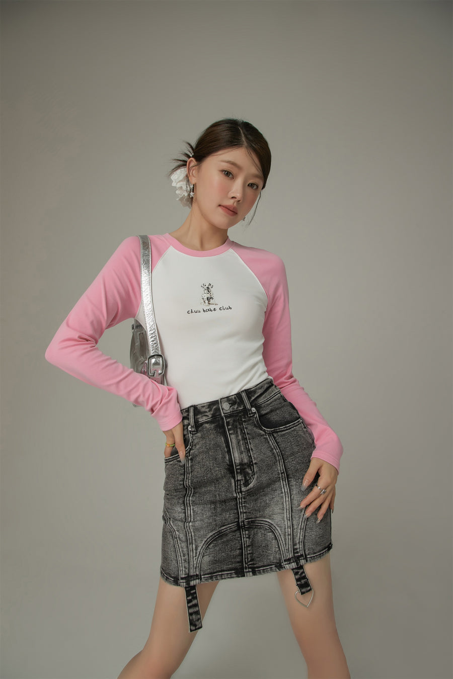 CHUU Lgo Casual Slim Raglan Color T-Shirt