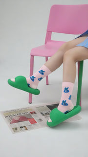 Colored Rabbit Printed High Socks