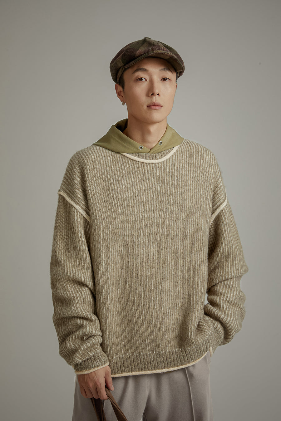 CHUU Line Color Combination Loose Knit Sweater