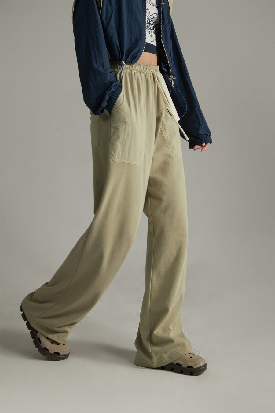 CHUU Banded Wide-Leg Slacks